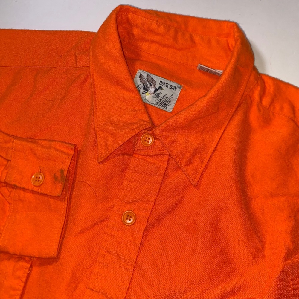 Duck Bay Mens Blaze Orange Hunting Shirt Long Sleeve Acrylic Buck Logo L D211